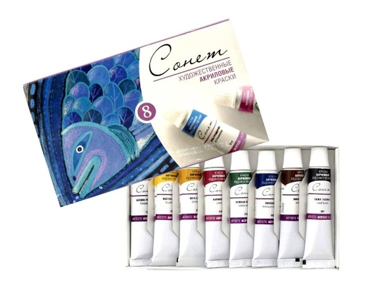 Akrilinių dažų rinkinys SONET 8 sp. po 10 ml.