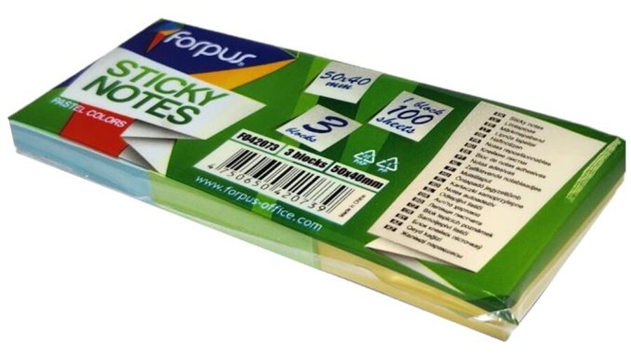 Lipnūs lapeliai Forpus, 40x50mm, 3-jų pastelinių spalvų