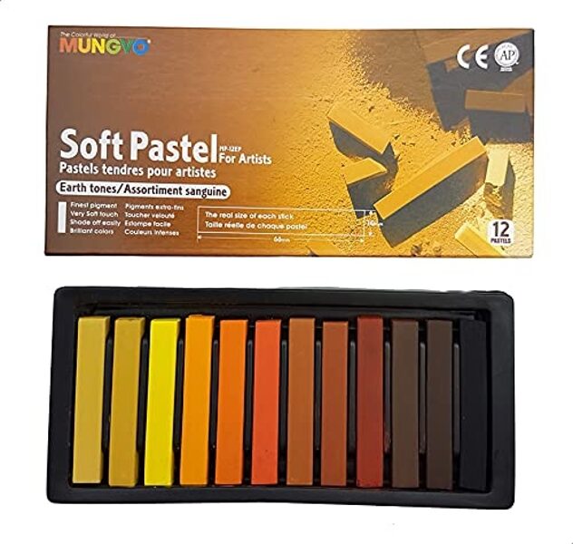 Sausos pastelės rinkinys dailei Mungyo Soft 12 vnt rudų atspalvių (sepija)