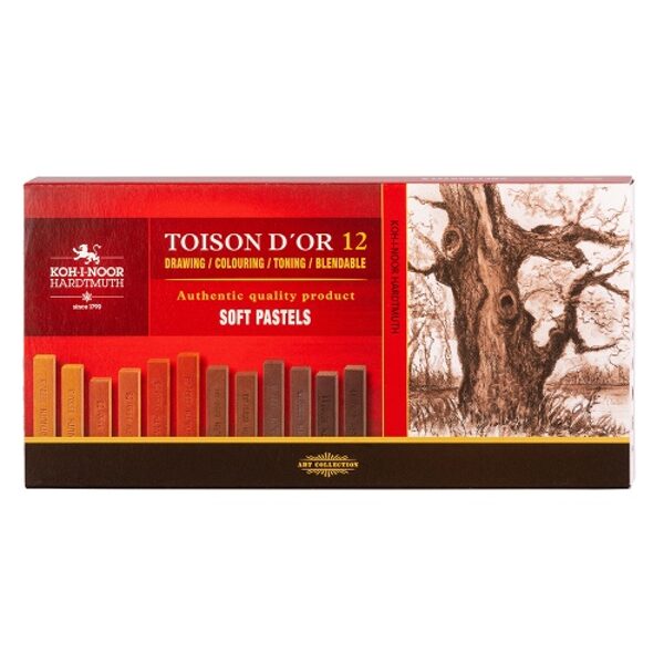 Sausos pastelės rinkinys "Toison D'or" 8592 rudų atspalvių, 12 vnt. Koh-I-Noor