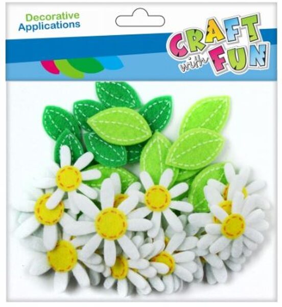 Dekoratyviniai lipdukai iš veltinio "Ramunės" 40 vnt. CRAFT-FUN