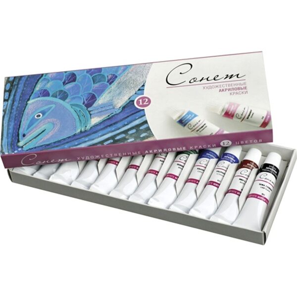 Akrilinių dažų rinkinys SONET 12 sp. po 10 ml.